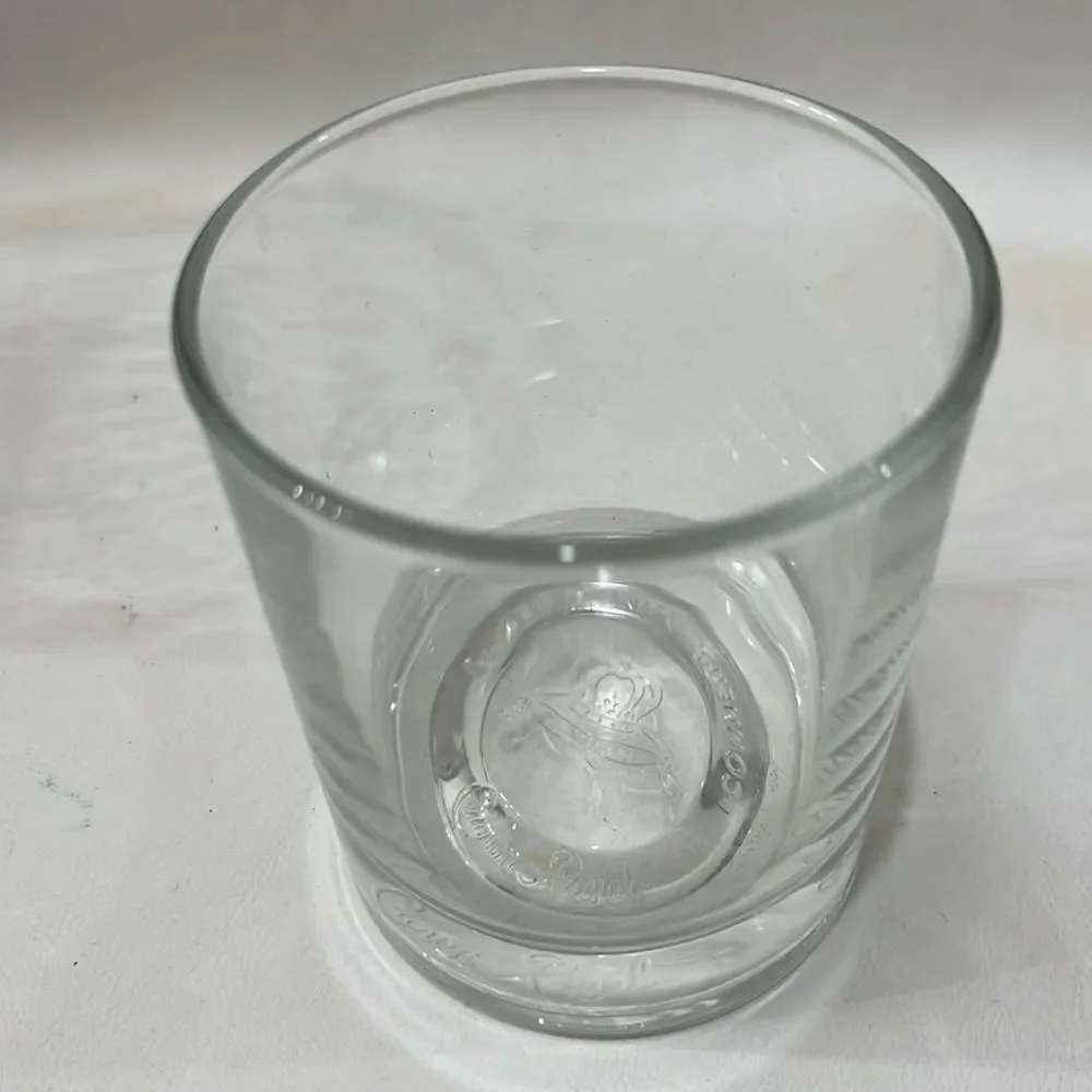 Crown Royal Rocks Glasses 8 Ounces 3 In Round 3 3/4 Inches Tall Stamped Bottom